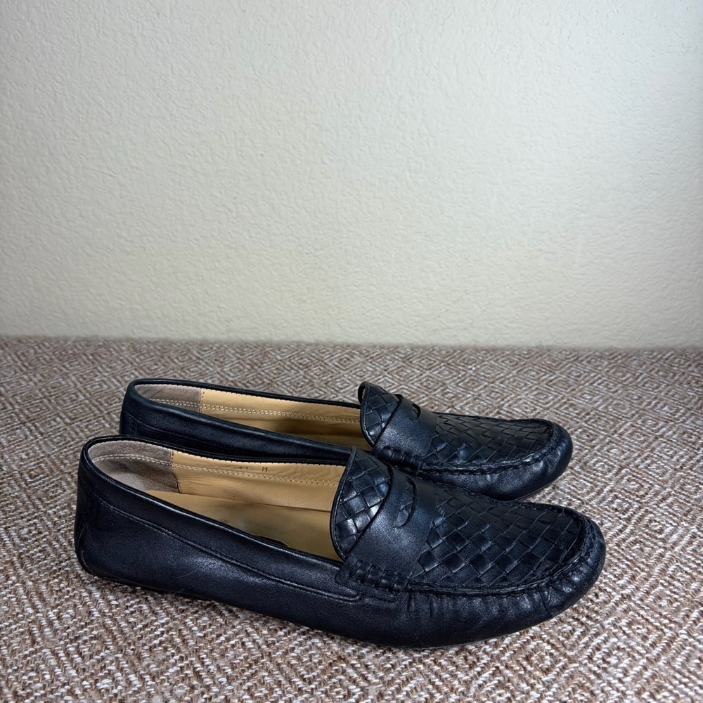 VANELi Adrik Women's Slip On Woven Leather Black Loafer Sz 11 Classic Accademia